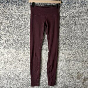 Lululemon Pants Womens 4 Burgundy High Rise Leggings Yoga Athletic Stretch Tight